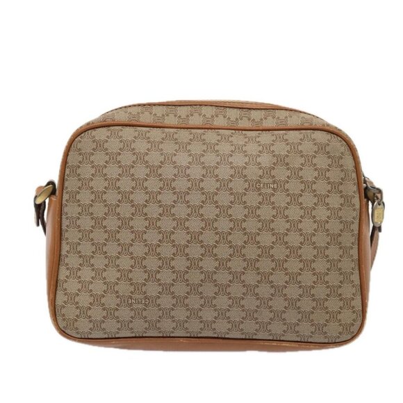 CELINE Macadam Canvas Shoulder Bag Beige Gold Auth - Picture 3 of 16